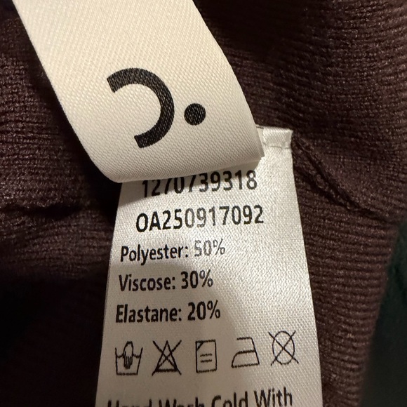 Elegant Ribbed Knit Midi Dress - Cinched Waist & Balloon Sleeves - Brown S NEW - Picture 5 of 5